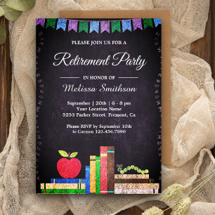 Invitación Fiesta de jubilación de maestro de pizarra adorabl