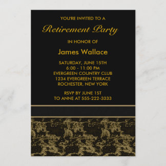 Invitación Fiesta de Jubilación de Mármol Negro