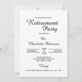 Invitación Fiesta de Jubilación de Médica Blanco y Negro mini