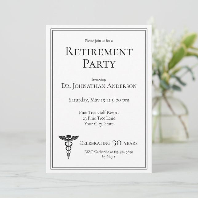 Invitación Fiesta de Jubilación de Médico (Anverso de pie)