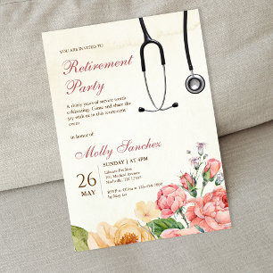 Invitación Fiesta de jubilación de médico enfermera con estet
