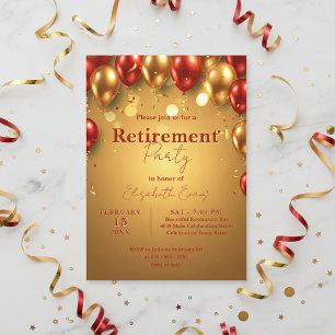 Invitación Fiesta de Jubilación de Moda de Lujo Oro y Globos 