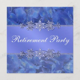 Invitación Fiesta de jubilación de mujer con hortensia azul e