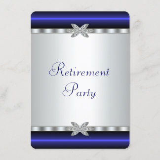Invitación Fiesta de jubilación de mujer diamante azul real p