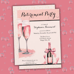 Invitación Fiesta de jubilación de mujer elegante champán ros