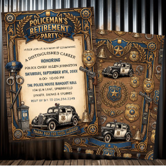Invitación Fiesta de jubilación de oficial de policía vintage