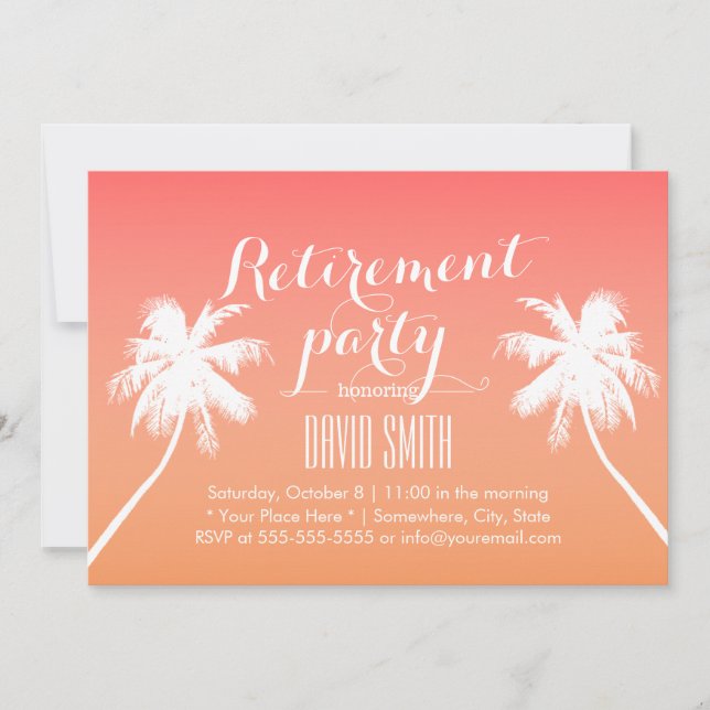 Invitación Fiesta de Jubilación de Palm Tree Beach Tropical S (Anverso)