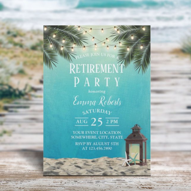 Invitación Fiesta de Jubilación de Palmeras de Playa Rústica (Subido por el creador)