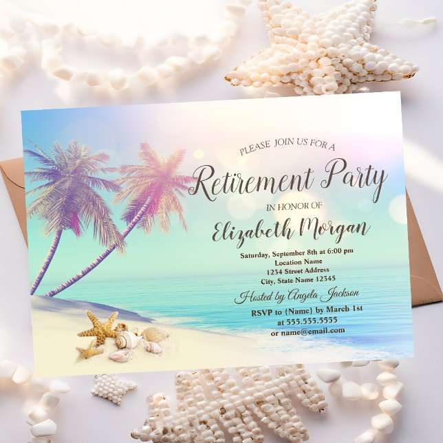 Invitación Fiesta de jubilación de Palms Beach Seashells   (Subido por el creador)
