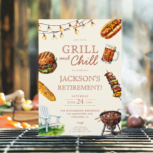 Invitación Fiesta de jubilación de parrilla y barbacoa BBQ