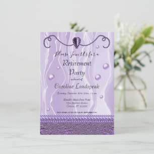 Invitación Fiesta de Jubilación de Perlas y Seda Púrpura