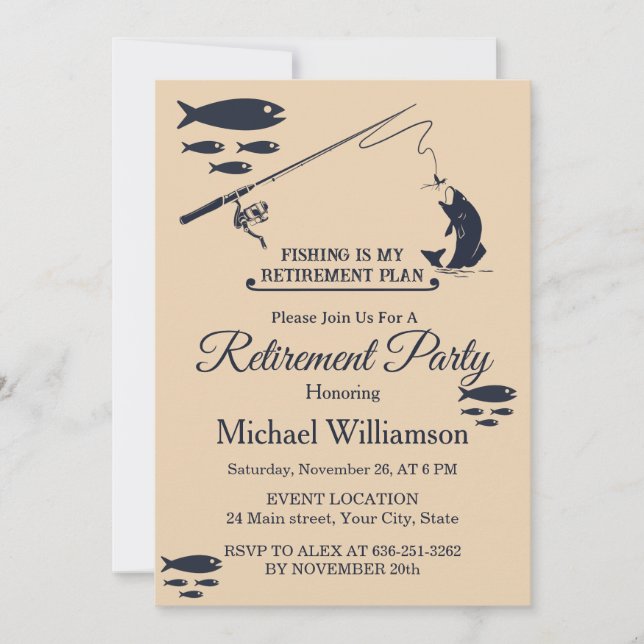 Invitación Fiesta de jubilación de pesca (Anverso)