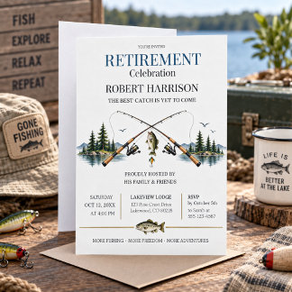 Invitación Fiesta de Jubilación de Pesca Minimalista Moderna