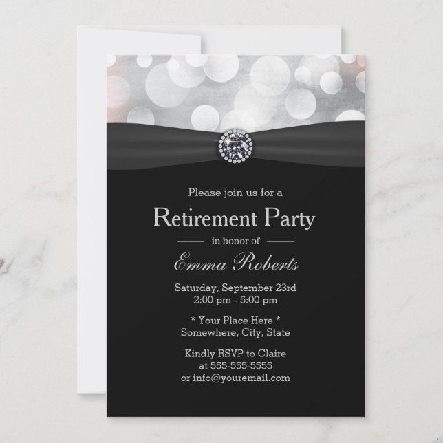 Invitación Fiesta de Jubilación de Plata de moda y Diamante N (Anverso)