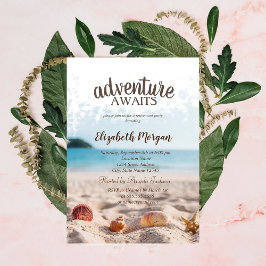 Invitación Fiesta de jubilación de playa, arena, conchas mari