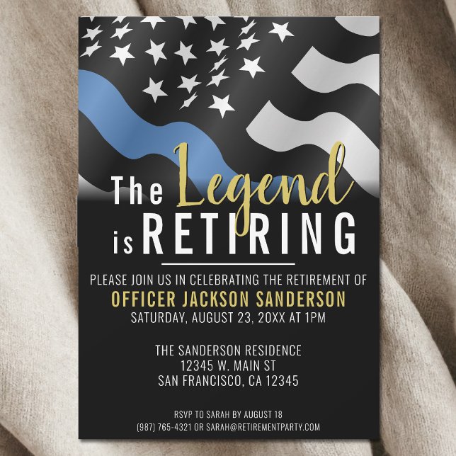 Invitación Fiesta de Jubilación de Policía (Police Officer Law Enforcement Retirement Party Invitation)