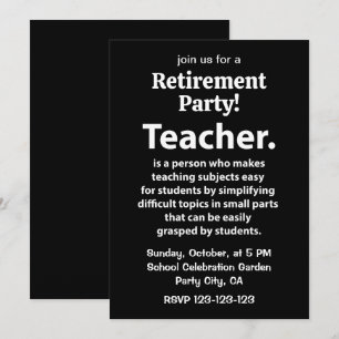 Invitación Fiesta de Jubilación de Profesor en Blanco y Negro