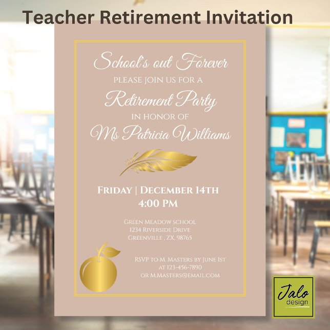 Invitación Fiesta de Jubilación de Profesora Elegante Pastel  (Subido por el creador)