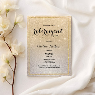 Invitación Fiesta de Jubilación de Purpurina Sparkke Gold Sil