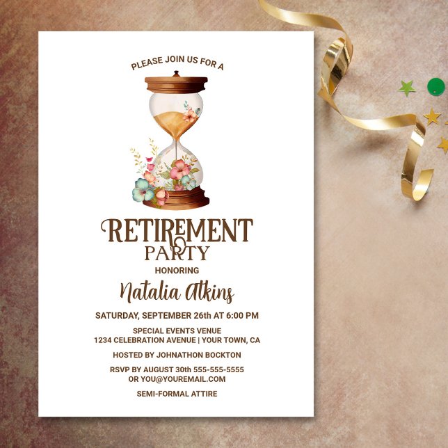 Invitación Fiesta de Jubilación de Reloj de Arena (Subido por el creador)