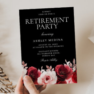 Invitación Fiesta de Jubilación de Rosa Encantado de Negro Ro
