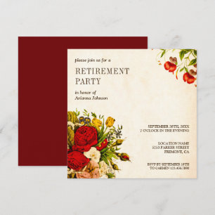 Invitación Fiesta de Jubilación de Rosas Florales Rústicas Vi