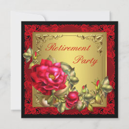 Invitación Fiesta de Jubilación de Rosas Rojas de Oro Negro
