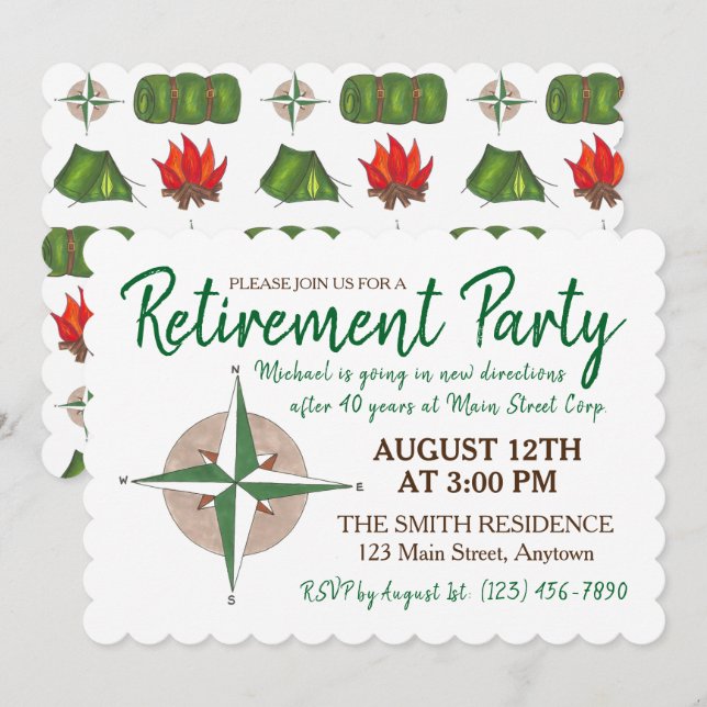 Invitación Fiesta de Jubilación De Salida Nuevas Direcciones  (Anverso / Reverso)