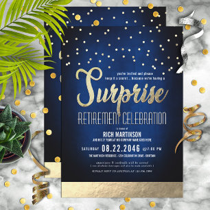 Invitación Fiesta de Jubilación de Sorpresa de Confetti Azul 