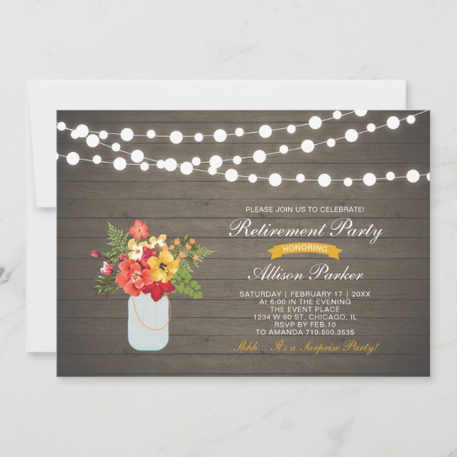 Invitación Fiesta de Jubilación de Sorpresa Floral de Caída d (Anverso)