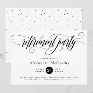 Invitación Fiesta de jubilación de Swirls Black Calligraphy S
