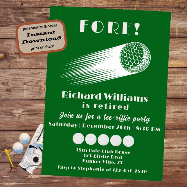 Invitación Fiesta de Jubilación de Tee-Riffic Fore Golf Retir (Subido por el creador)