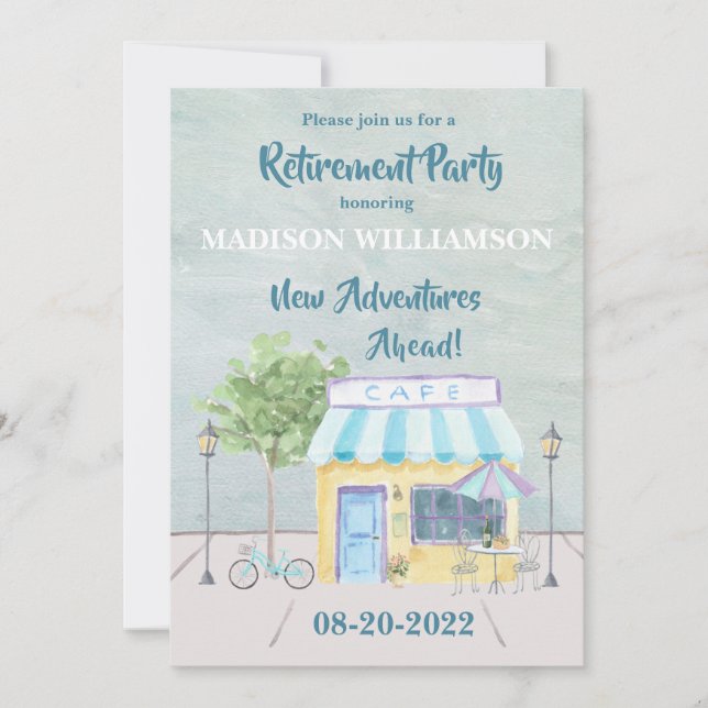 Invitación Fiesta de Jubilación de Tema de Viajes (Anverso)