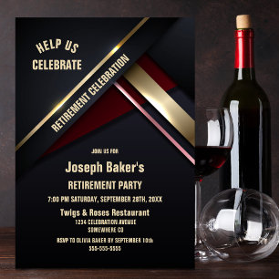 Invitación Fiesta de Jubilación de Tipo Oro Moderno