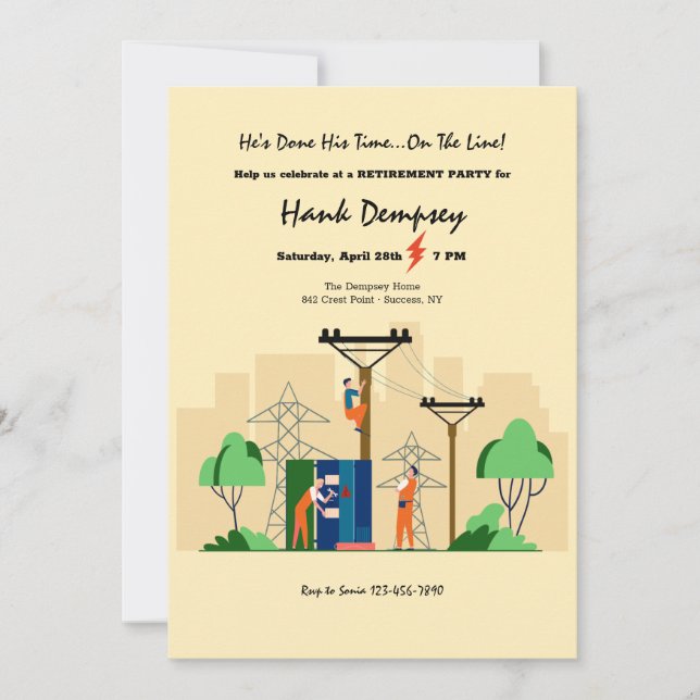 Invitación Fiesta de jubilación de trabajadores de línea (Anverso)