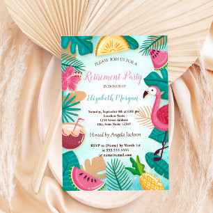 Invitación Fiesta de jubilación de verano, hoja de palma, fla