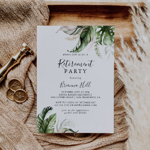 Invitación Fiesta de Jubilación de Verdor Tropical de Oro