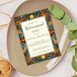Invitación Fiesta de Jubilación de Vidrio Manchado con Mosaic