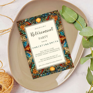 Invitación Fiesta de Jubilación de Vidrio Manchado con Mosaic