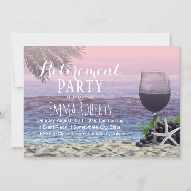Invitación Fiesta de Jubilación de Vinos de Palm Beach Tropic (Anverso)