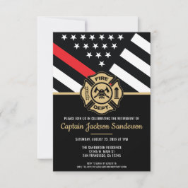 Invitación Fiesta de jubilación del bombero de la delgada lín