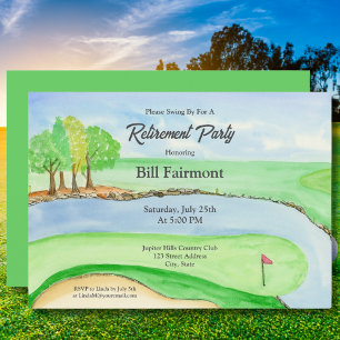 Invitación Fiesta de jubilación del campo de golf con acuarel