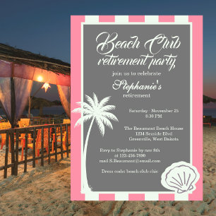 Invitación Fiesta de Jubilación del Chic Coastal Stripe Beach
