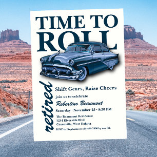 Invitación Fiesta de Jubilación del Coche Clásico Azul Hora d