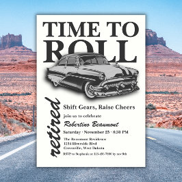 Invitación Fiesta de Jubilación del Coche Clásico Gris a Roda