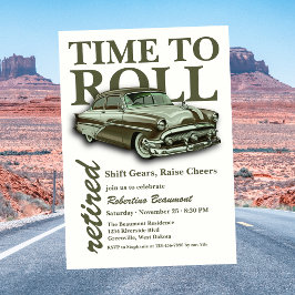 Invitación Fiesta de Jubilación del Coche Clásico Verde Hora 