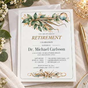Invitación Fiesta de jubilación del dentista con acuarela bot