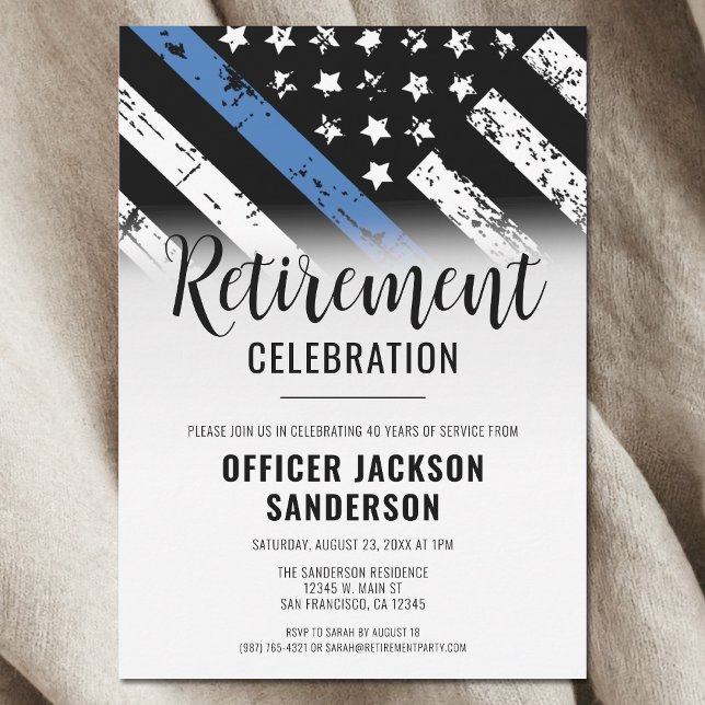 Invitación Fiesta de Jubilación del Departamento de Policía d (Law Enforcement Police Department Retirement Party Invitation)