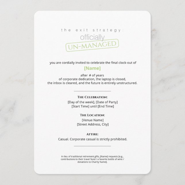 Invitación Fiesta de jubilación Dientes de león oficialmente  (Anverso)