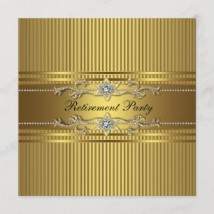 Invitación Fiesta de Jubilación Elegante con Franja Dorada